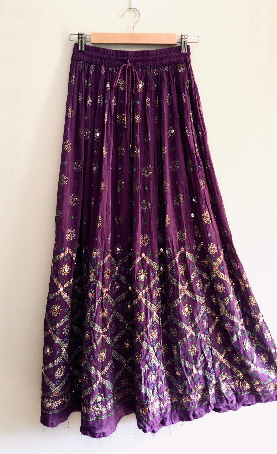 Fairycore Royal Purple Floral Maxi Skirt Witchcore Gold | Etsy