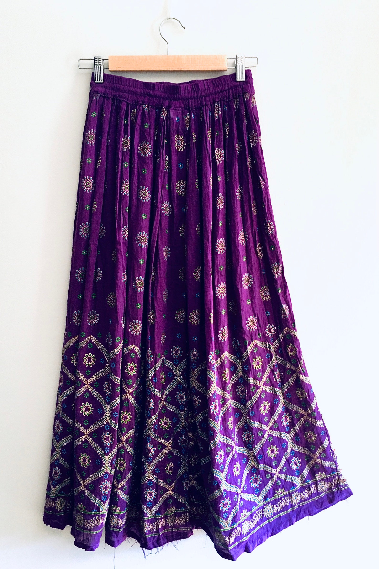 Fairycore Royal Purple Floral Maxi Skirt Witchcore Gold | Etsy