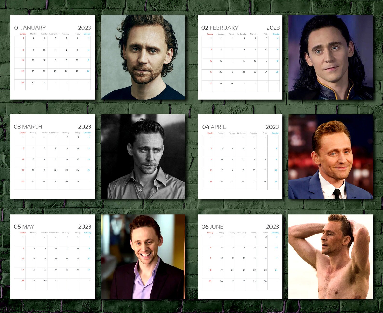 Tom Hiddleston Calendar 2023 Loki Calendar 2023 Tom Etsy