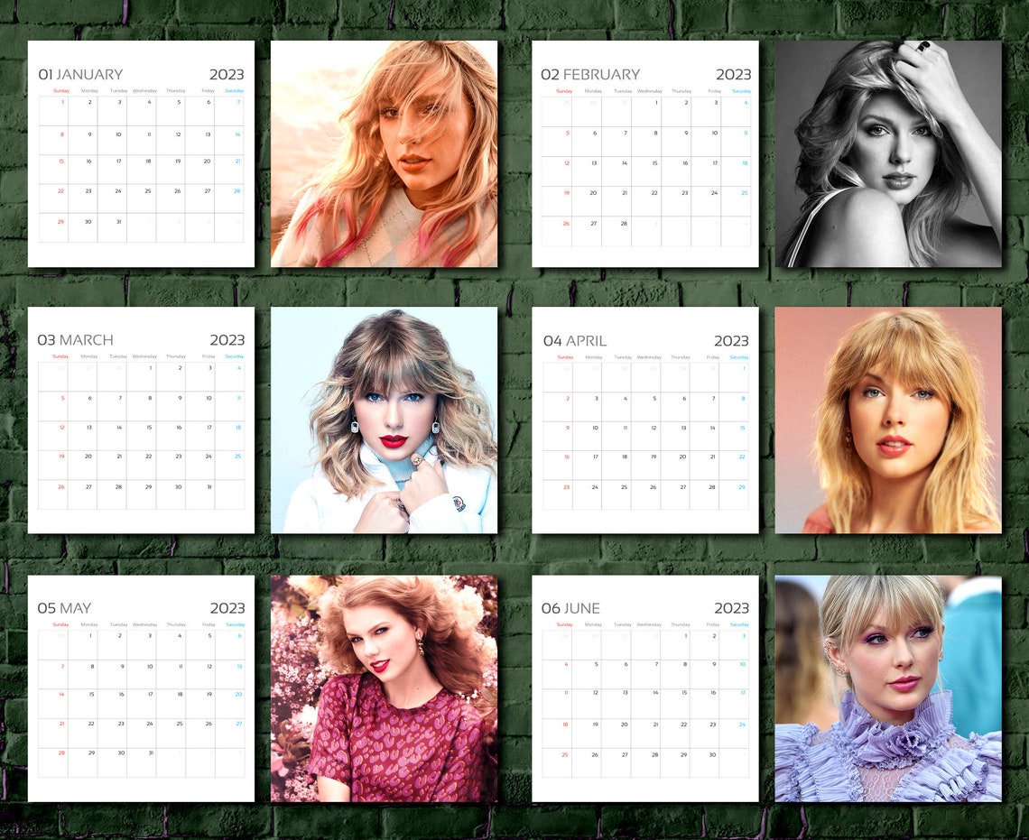 Taylor Swift Calendar 2023 Celebrity Calendar 2023 Wall Etsy