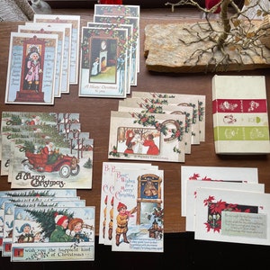 Vintage Weihnachtspostkarte Lot unbenäumt Hot Rod Santa Snowman