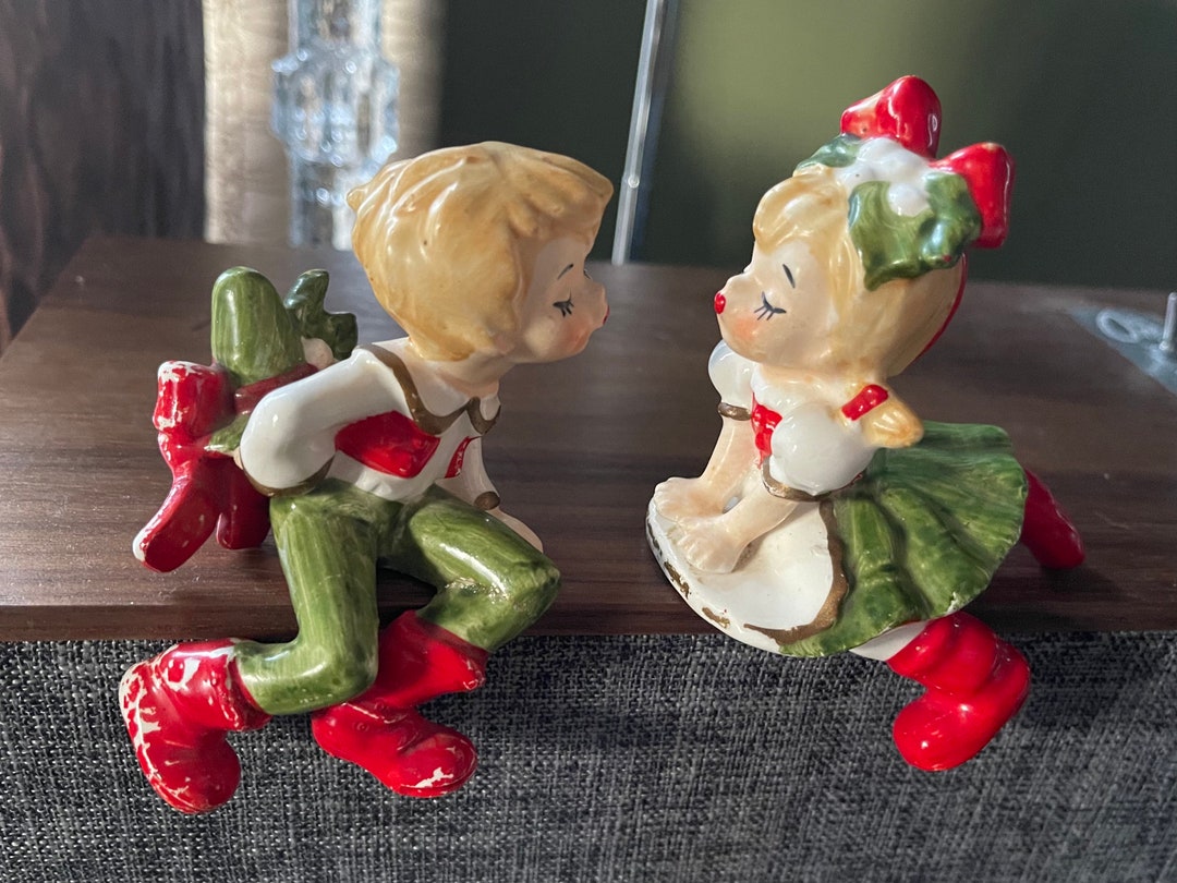 Lefton Rare Christmas Kissing Shelf Sitters Ornament Figurine - Etsy