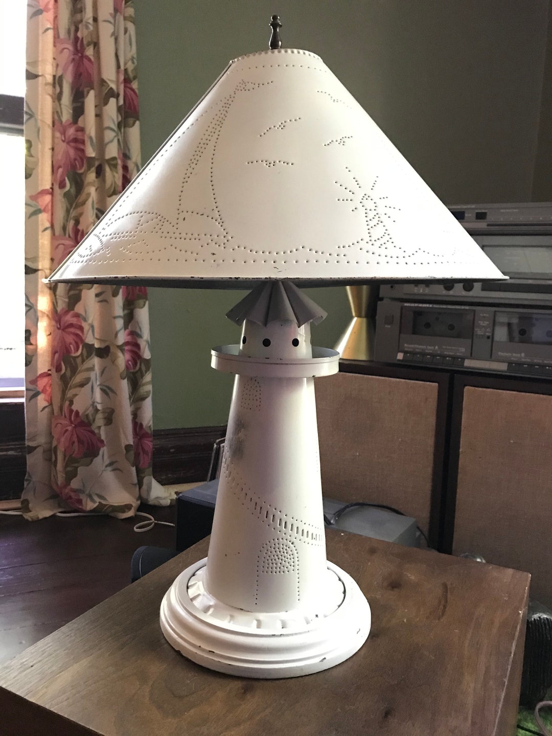 Irvin’s Tinware Whitewashed Lighthouse Table Lamp RARE Vintage Coastal ...