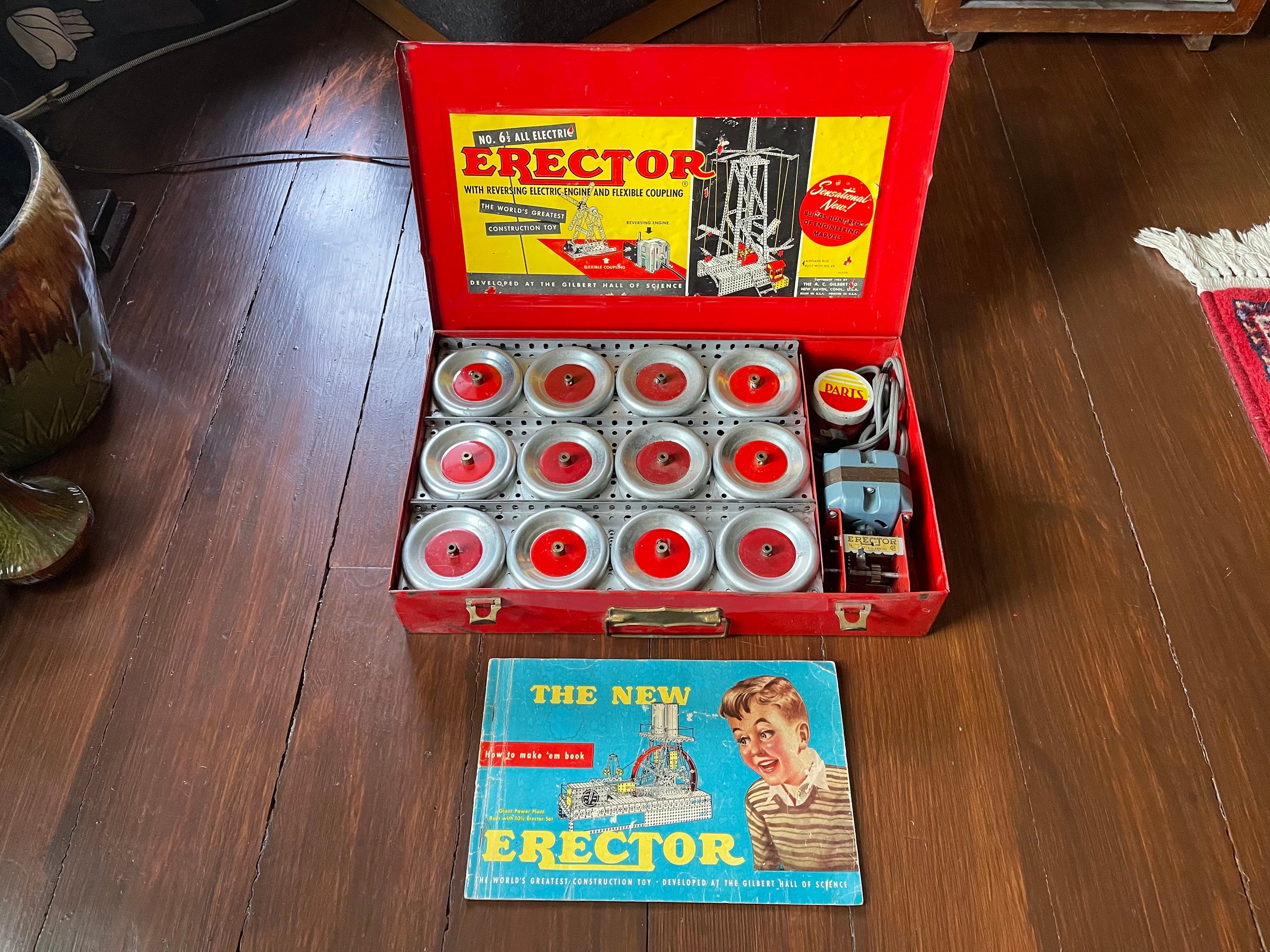 AC Gilbert 1954 No 6 1/2 Erector Set Reversible A49 Motor Extras