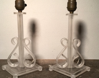 Paar Vintage Mid Century Lucite Budior Lampen