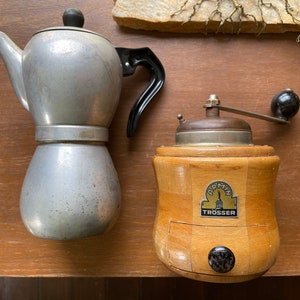 Antique Armin Trosser Coffee Grinder Round Wood Mill Lot