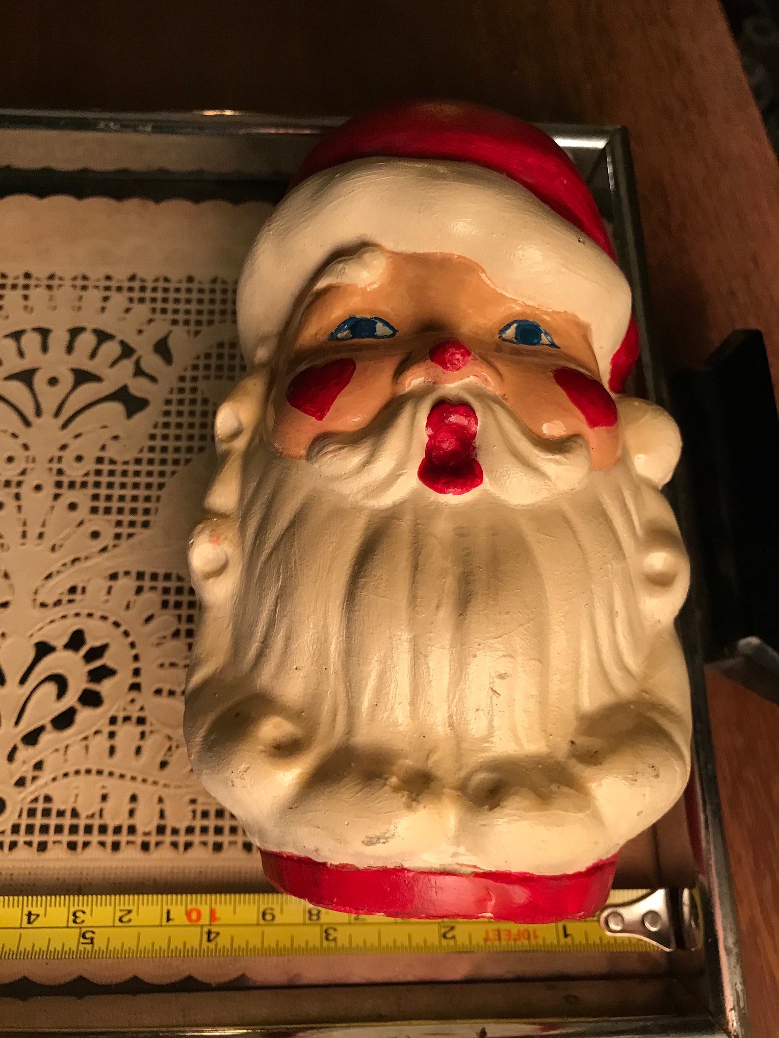 Vintage Mid Century Plaster Chalkware Santa Claus Figurine | Etsy
