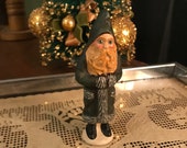 Vaillancourt Folk Art Belsnickel with Green Coat Santa