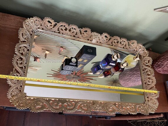 Large 28” Rectangular Ormolu Mirrored Centerpiece… - image 7