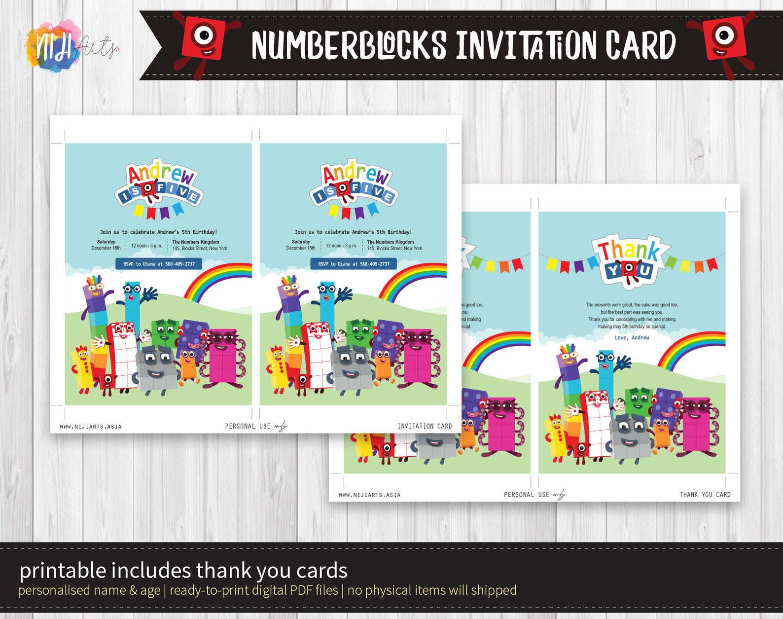 DIGITAL Printable: Personalised Birthday Invitation Set | Etsy
