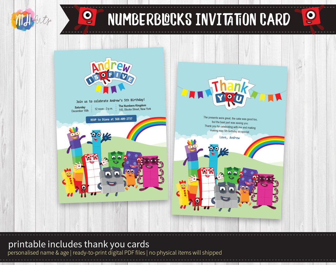 DIGITAL Printable: Personalised Birthday Invitation Set, Invitation ...
