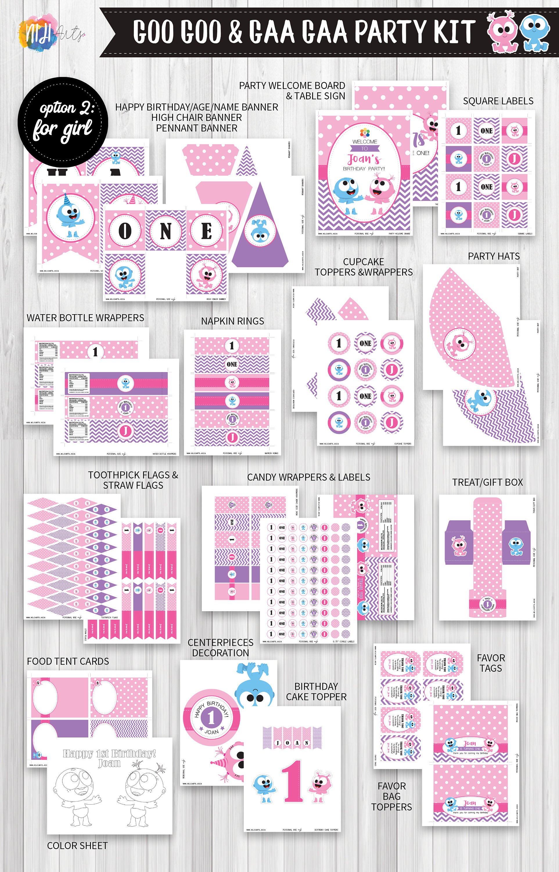 DIGITAL Printable: Personalised Birthday Party Kit deluxe | Etsy