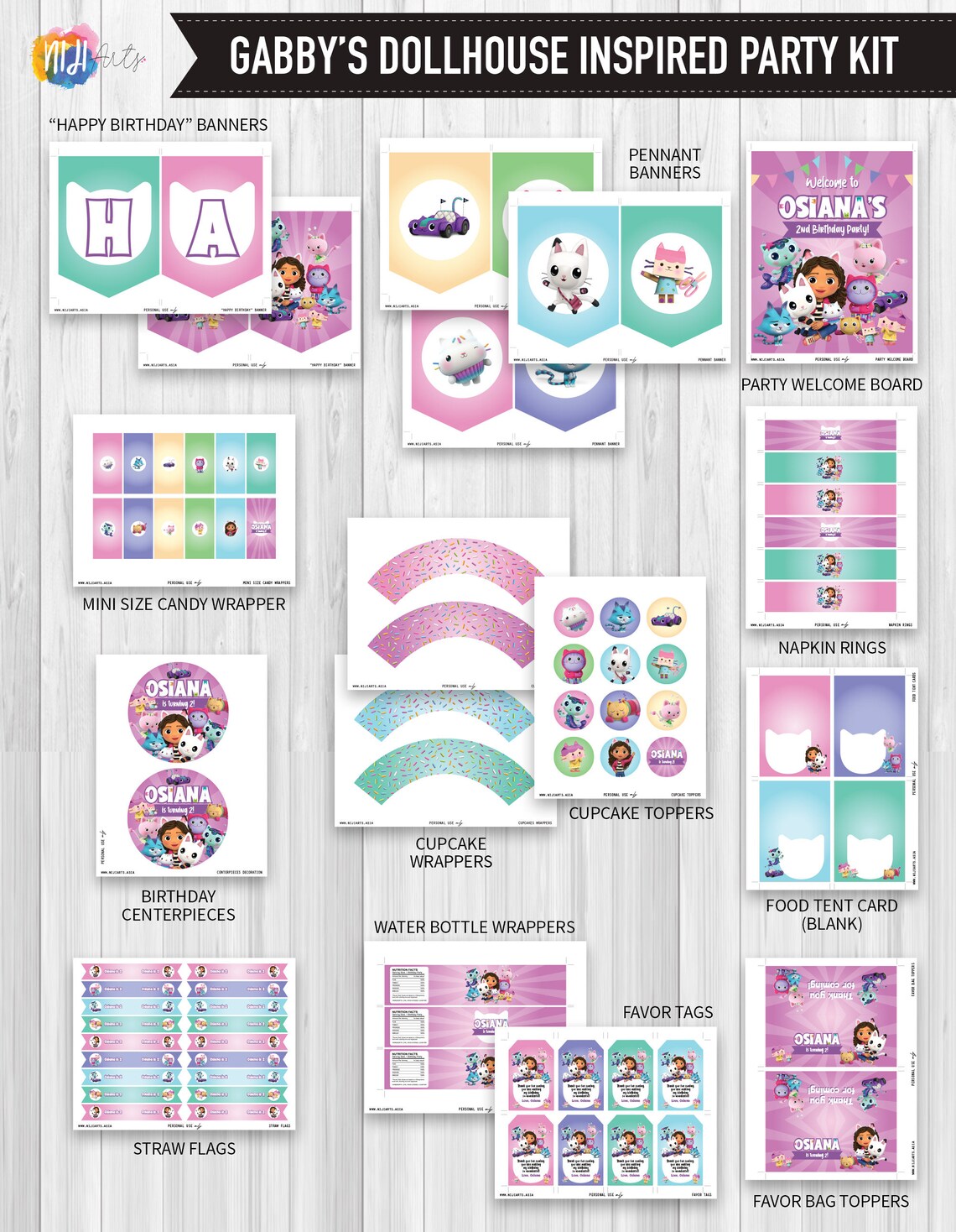 DIGITAL Printable: Personalised Birthday Party Kit | Etsy