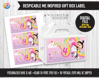 DIGITAL Printable: Personalised Gable Box Label, Party Favor, Birthday Gift Box Label