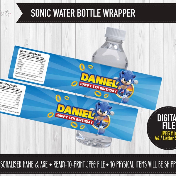 DIGITAL Printable: Personalised Water Bottle Wrapper