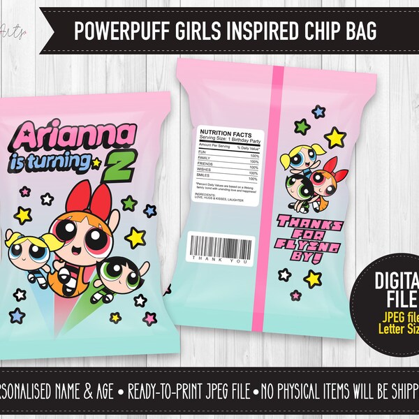 DIGITAL Printable: Personalised Chip Bag Wrapper