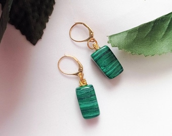 Green Malachite Earrings, Malachite Jewelry, Gemstone earrings