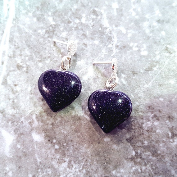 Elegant Stud Earrings Blue Goldstone Earrings Birthstone Jewellery Sterling Silver Earrings Etsy