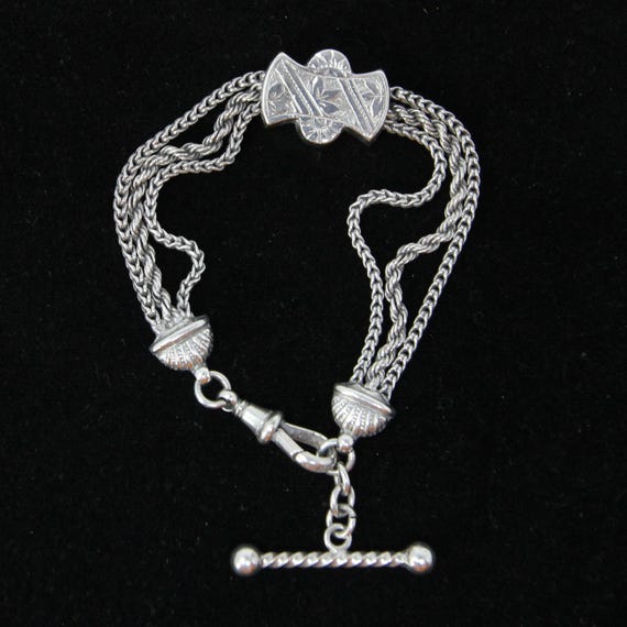 Antique Solid Silver Albertina Fancy Link Chain B… - image 9