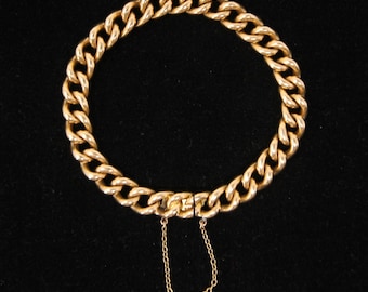 Antique Victorian Hallmarked Solid 18ct 18k Gold Smooth Curb Chain Bracelet 7.75'' 22g