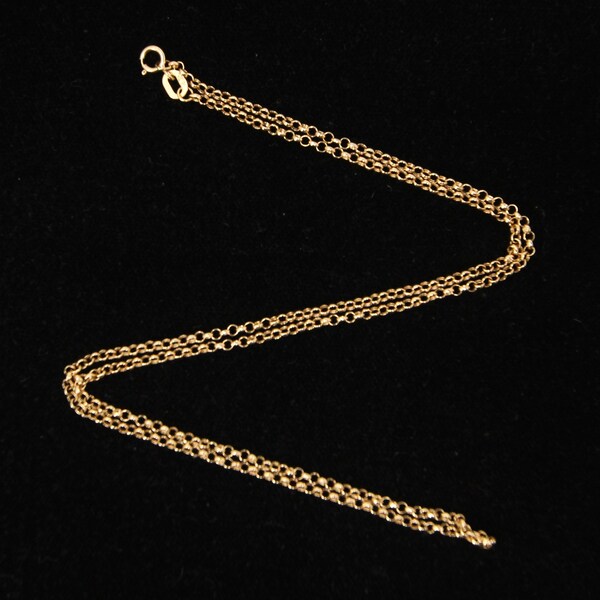 Vintage English Hallmarked Solid 18ct 18k Gold Belcher Rolo Chain Necklace 18''