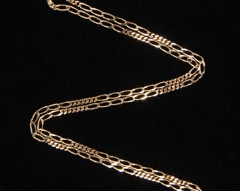 Vintage 1995 Italy Italian Hallmarked Solid 9ct 9k Gold Figaro Curb Chain Necklace 18'' 5.4g