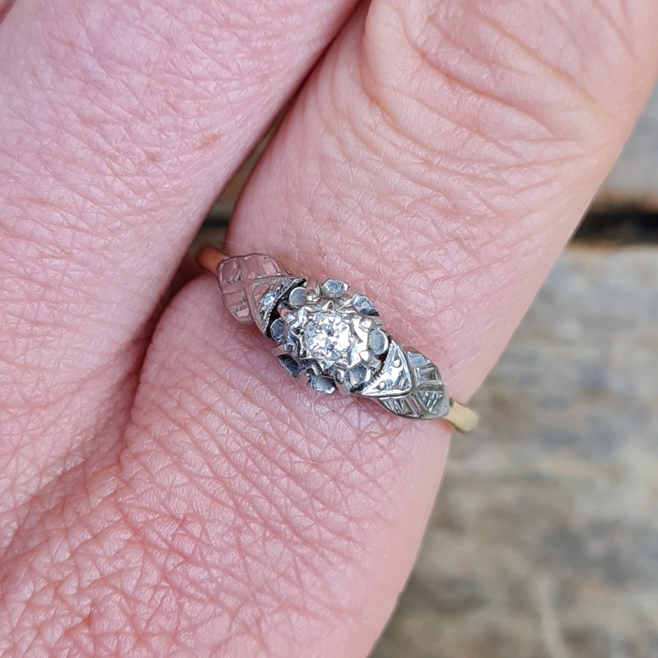 Vintage 1920's Platinum, Diamond & Sapphire Engagement Ring