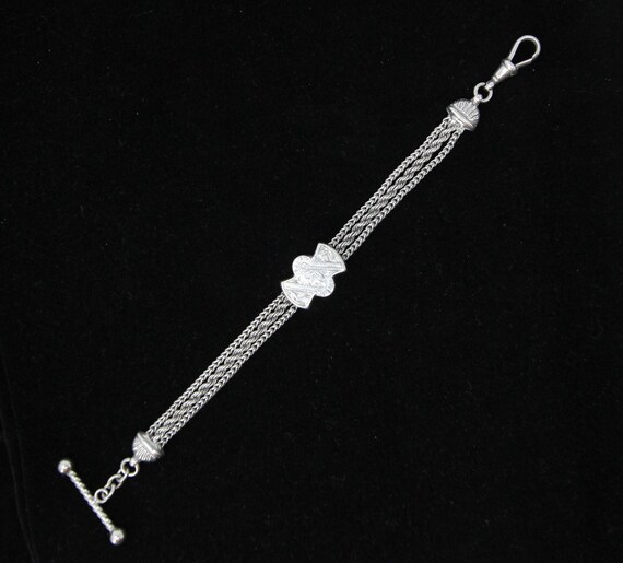 Antique Solid Silver Albertina Fancy Link Chain B… - image 7