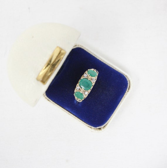 Vintage 1993 English Hallmarked 9ct 9k Gold Emera… - image 6