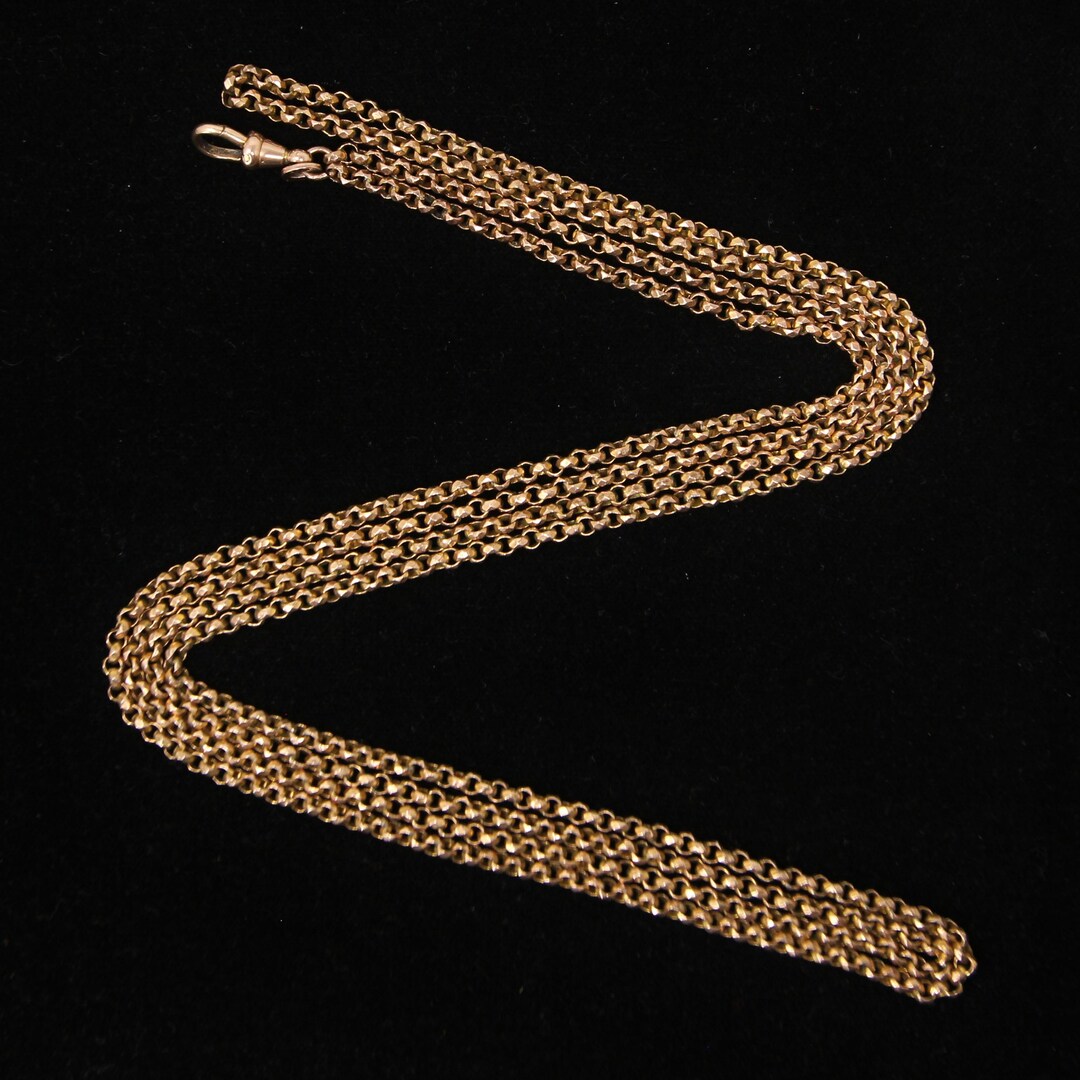 Antique Victorian 9ct 9k Rose Rolled Gold Belcher Long Guard Muff Chain ...