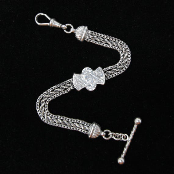 Antique Solid Silver Albertina Fancy Link Chain B… - image 1