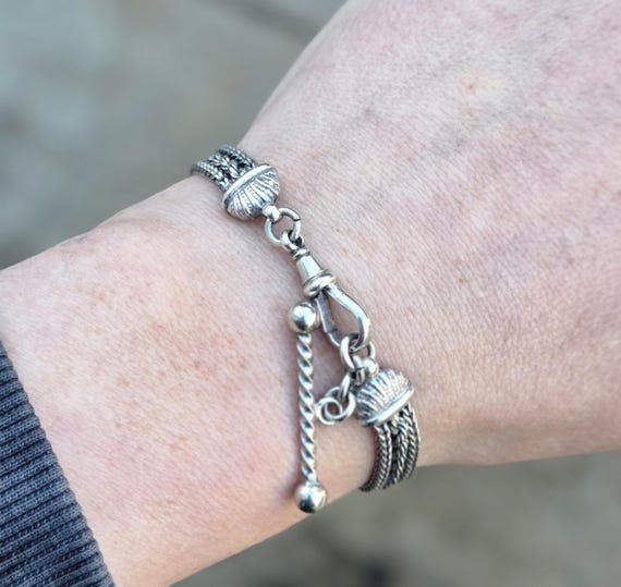 Antique Solid Silver Albertina Fancy Link Chain B… - image 4