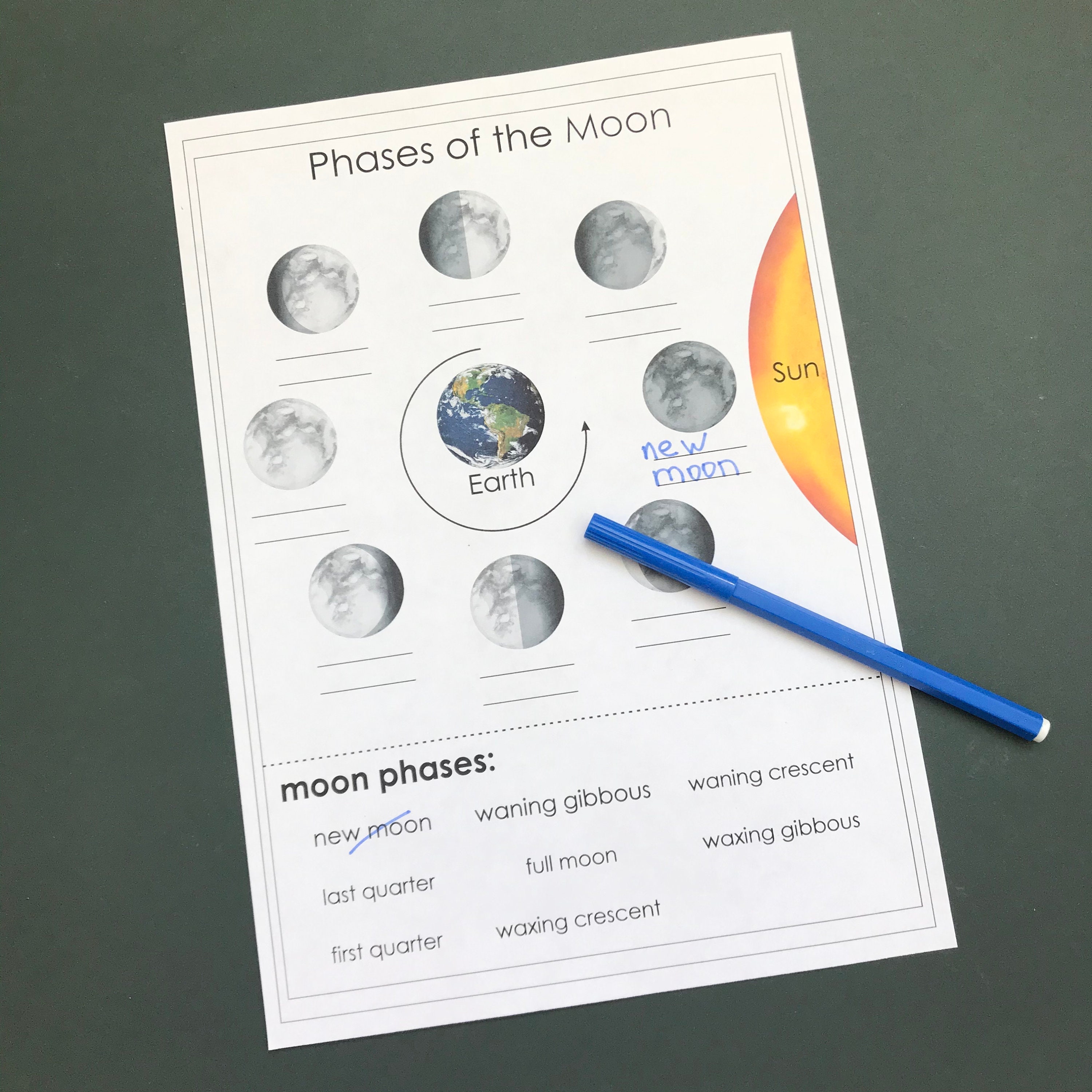 Preschool printables Moon Phases curriculum | Etsy
