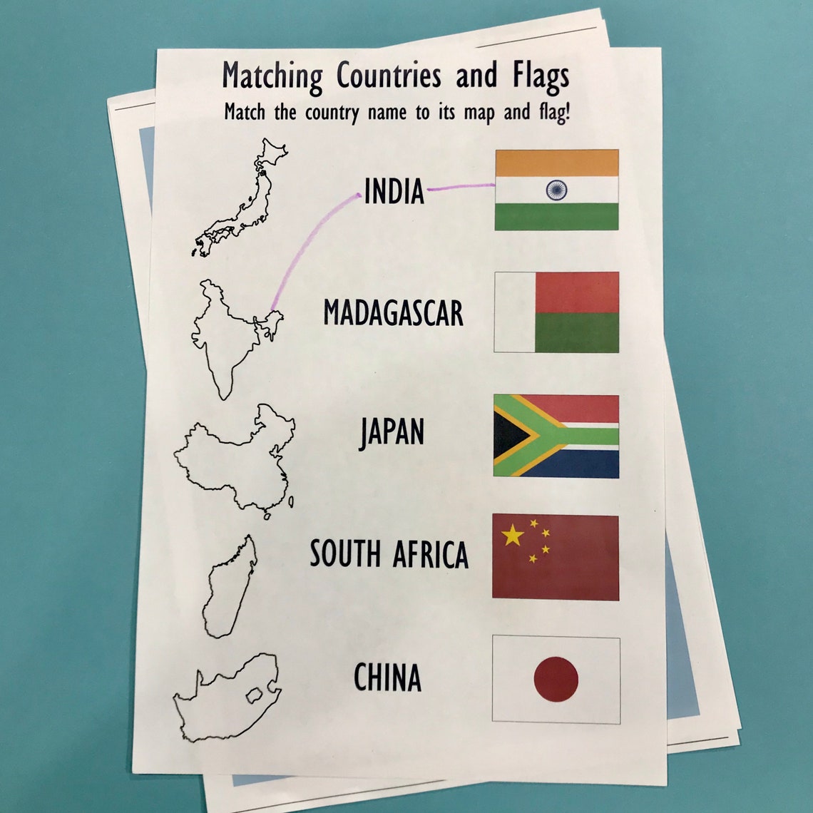Preschool printables World flags Toddler game | Etsy