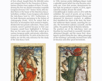 May include: Two tarot cards from the Sola-Busca deck, a 15th-century tarot deck. The card on the left is the "0-Mato" card, depicting a man in a red robe playing a bagpipe. The card on the right is the "1-Panfilio" card, depicting a man in green clothing holding a shield and sword.