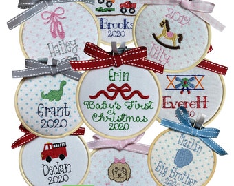 Personalized Christmas Ornaments, Embroidered Ornament, Gift for Children, Boy, Girl, Baby