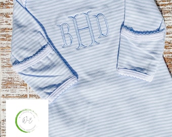 Personalized Baby Boy Gown, Baby Coming Home Outfit, Monogrammed Baby Gown, Gift for Baby, Baby Outfit