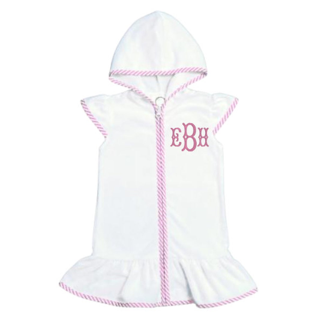 Girls Monogrammed Swim Coverup, Kids Personalized Ruffle Swimsuit