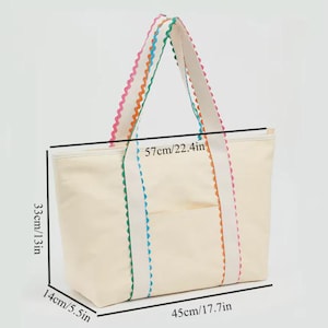 Personalized Canvas Tote With Colorful Ric Rac Trim - Ships in August ...