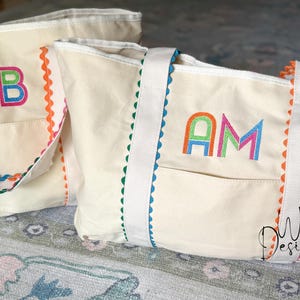 Personalized Canvas Tote With Colorful Ric Rac Trim - Ships in August ...