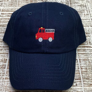 Embroidered Toddler Hat, Personalized Firetruck Hat, Baseball Cap, Birthday Gift for Boy