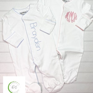 Baby Girl Coming Home Outfit, Monogram Outfit, Gift for Baby Girl, Personalized Footie