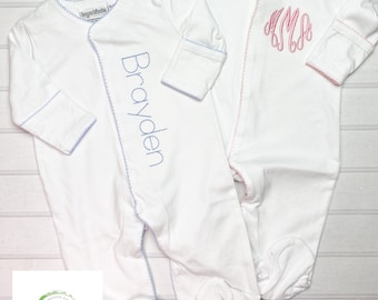 Baby Girl Coming Home Outfit, Monogram Outfit, Gift for Baby Girl, Personalized Footie