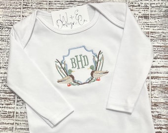 Personalized Baby Outfit, Newborn Duck Gown, Coming Home Outfit, Hospital Mallard Duck, Baby Boy, Baby Girl