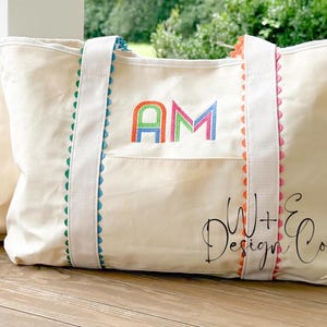 Personalized Canvas Tote With Colorful Ric Rac Trim - Ships in August ...