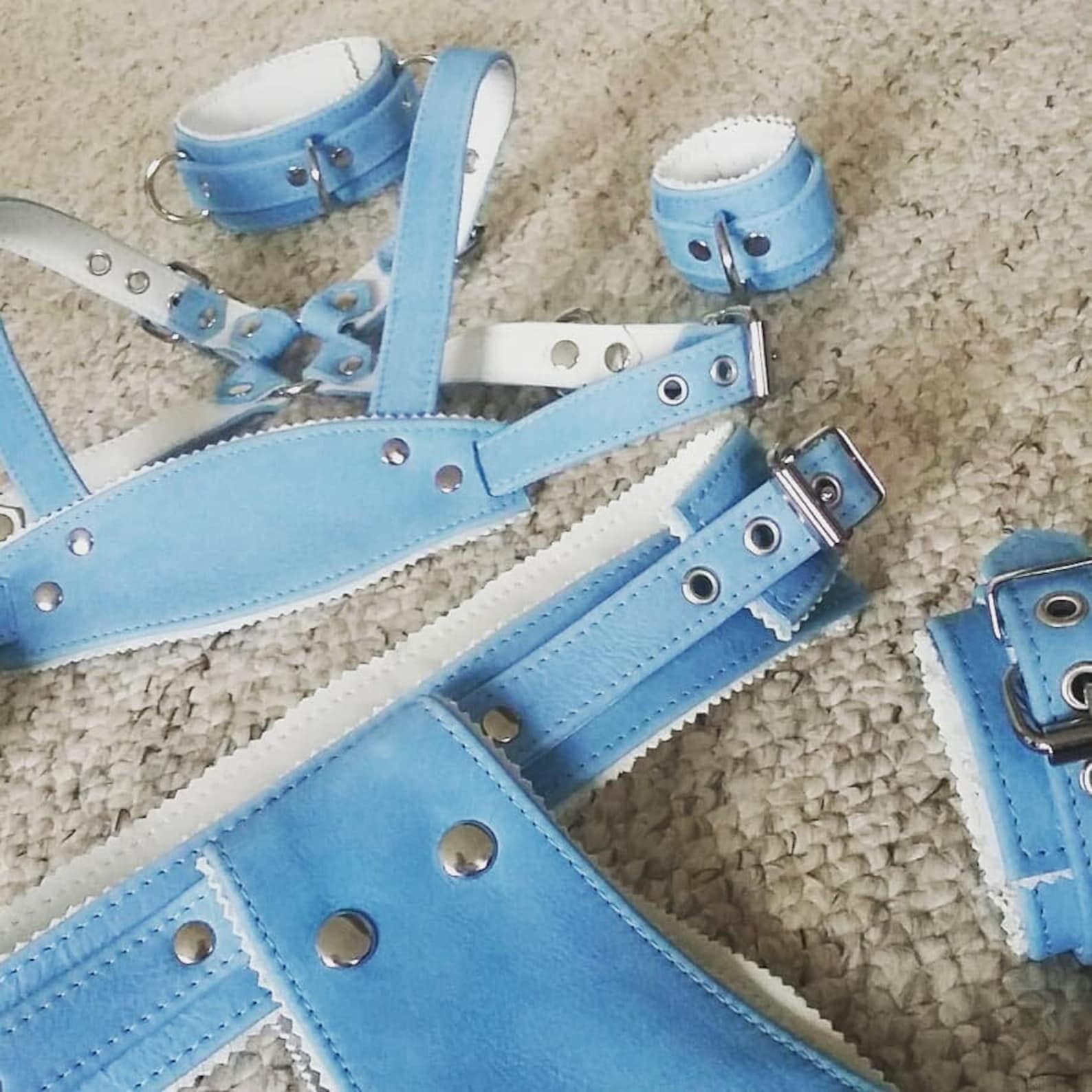 Full Baby Blue Abdl Diaper Chest Harness and Cuffset Etsy Norway