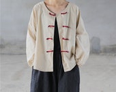 Women Soft Cotton Coat Long Sleeves Cardigan Casual Loose Coat Vintage Windbreaker Breasted Coat Plus Size Comfortable Autumn Jackets