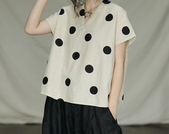 1970/'s Polyester Tunic Top Summer Tunic Various Sizes Vintage NOS Polka Dot Tunic By Connie/'s Blouses