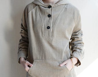Comfy Corduroy Hoodie for Women: Soft Cotton Hooded Sweatshirt, Relaxed Fit Everyday Top