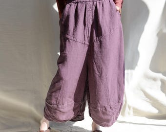 Linen Harem Pants: Women's Drop Crotch Baggy Trousers, Made to Measure